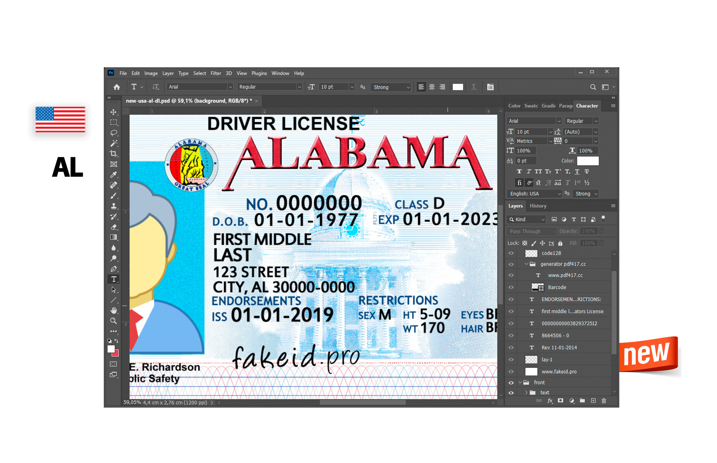 New PSD Template Driver License Alabama