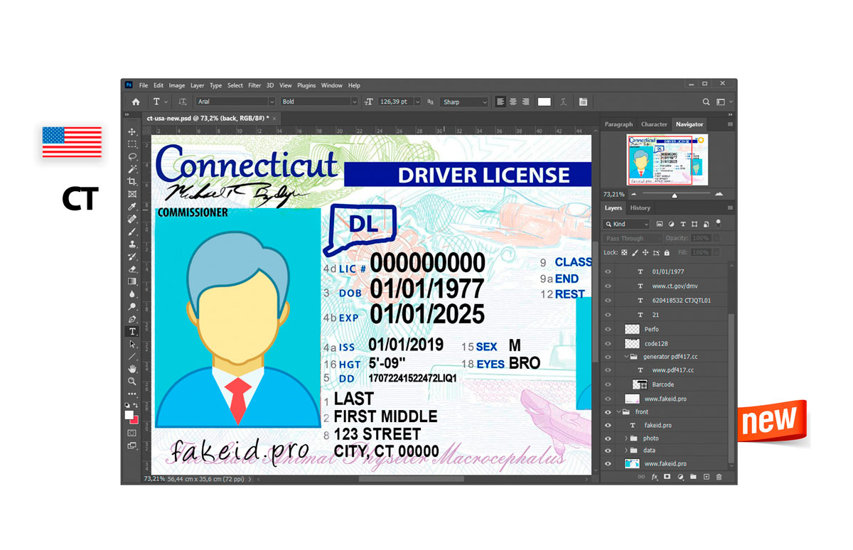 New PSD Template Driver License Connecticut