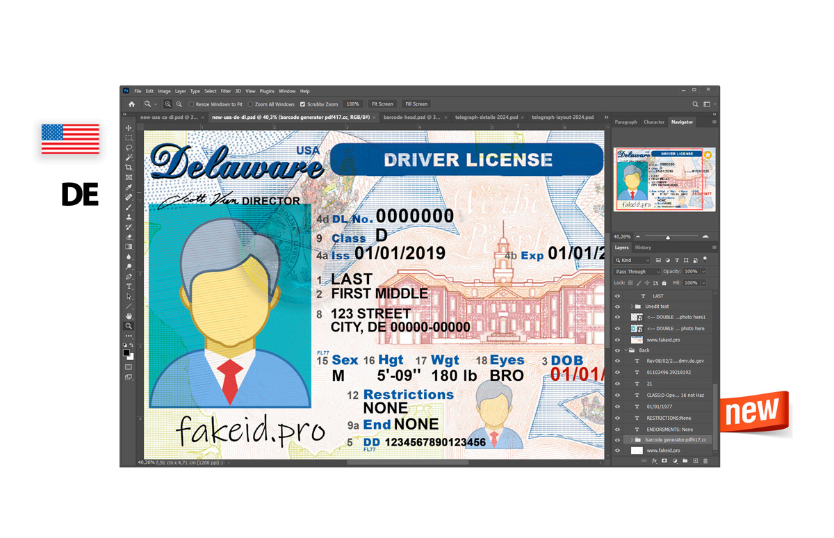 New PSD Template Driver License Delaware