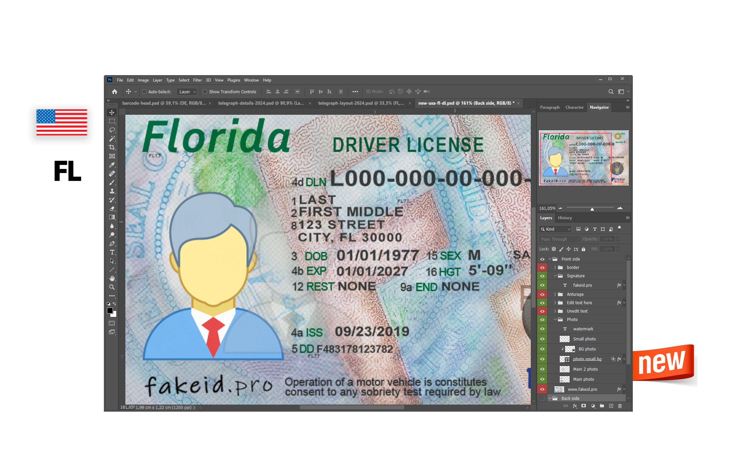 New PSD Template Driver License Florida