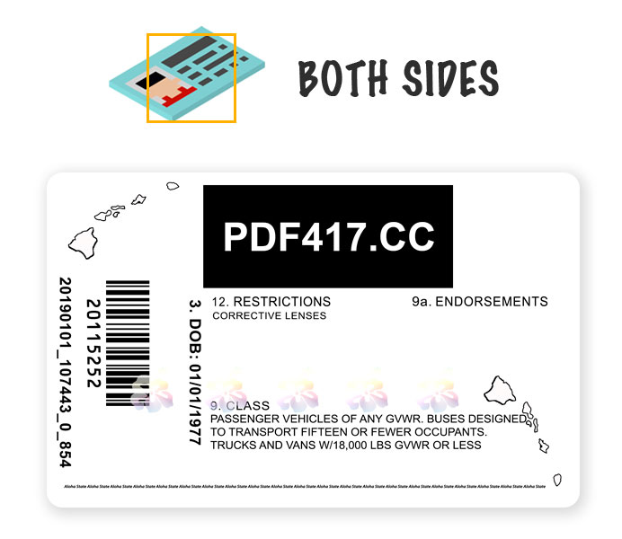 Psd Hawaii ID Back + Barcode