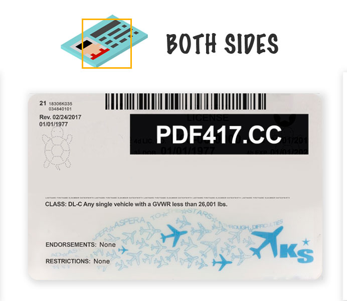 Kansas ID Back Barcode PDF417