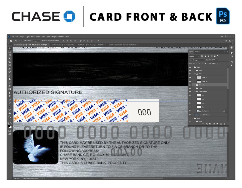 Card Chase Back Psd