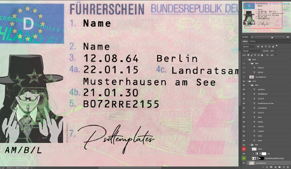 Deu driver license psd
