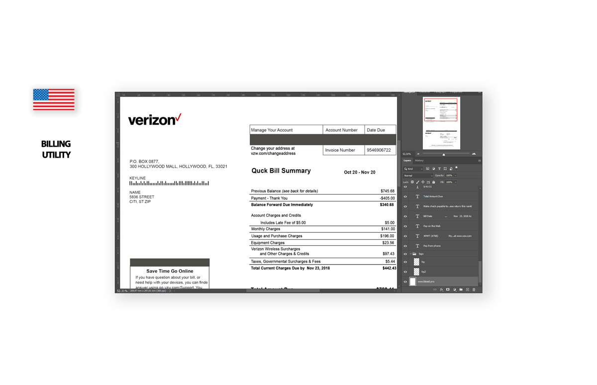 Bill verizon usa psd