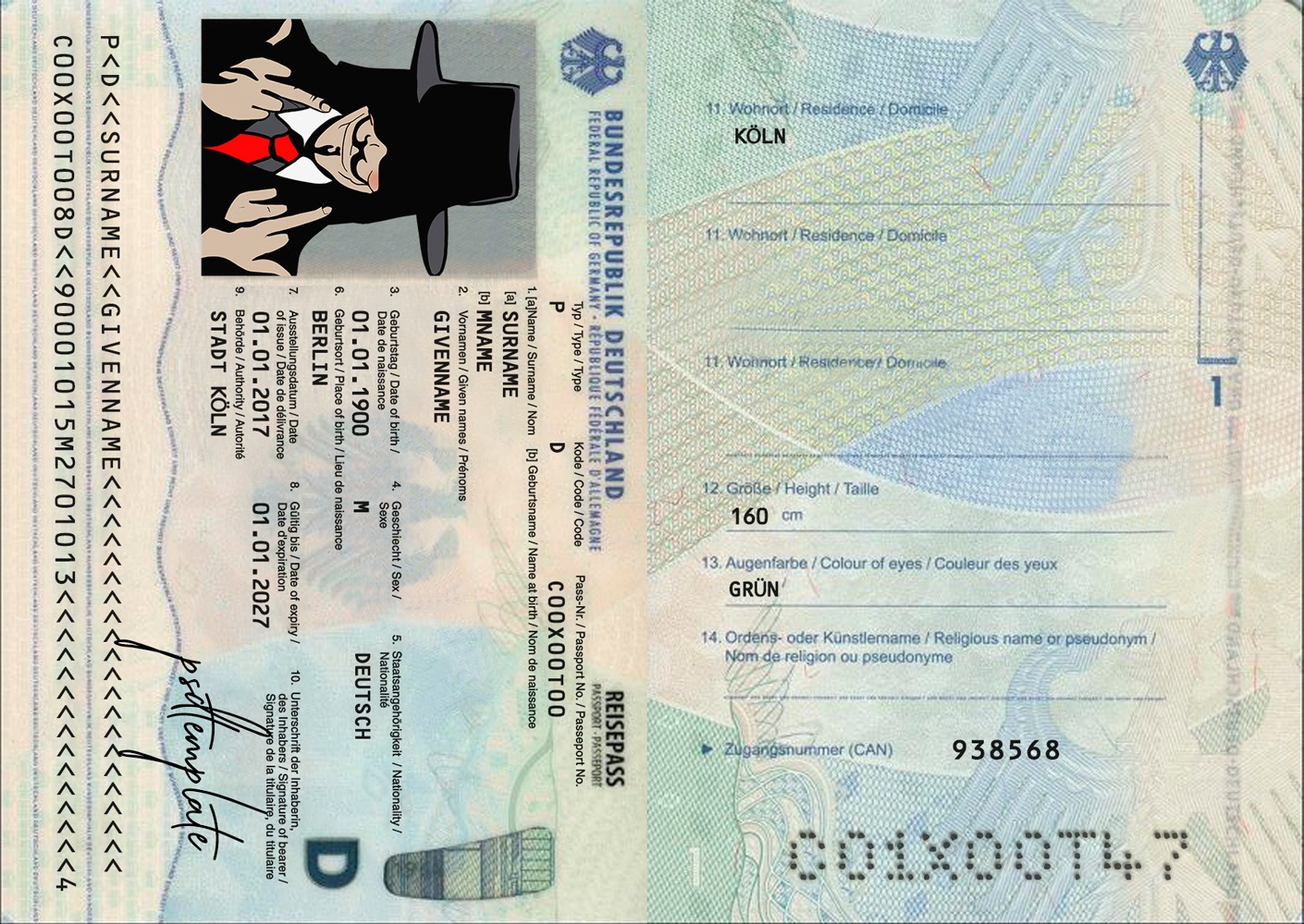 Pass germany psd template