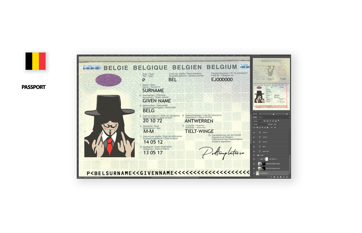 Passport belgium psd