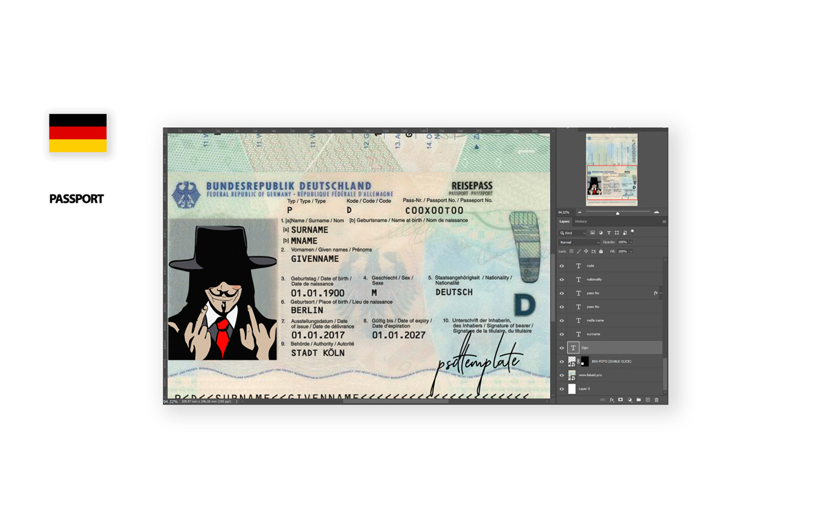 Passport Germany New Psd