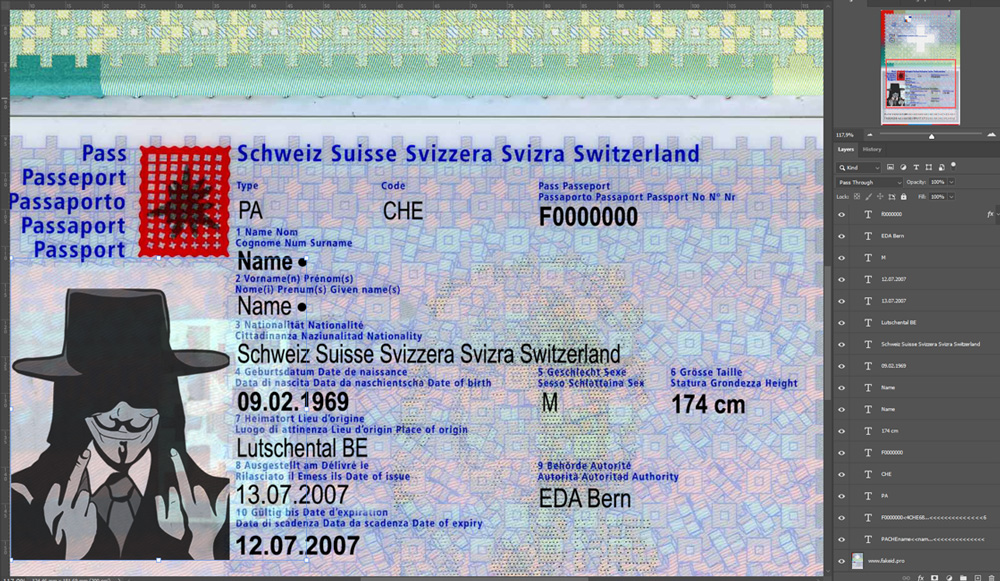 Passport swiss che psd