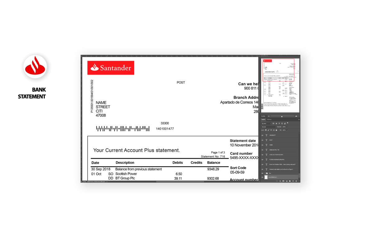 Santander bank statement